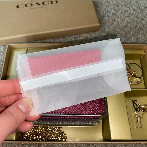 Coach Black Cherry wallet with gold chain - never been used still in box - Picture 5 of 9